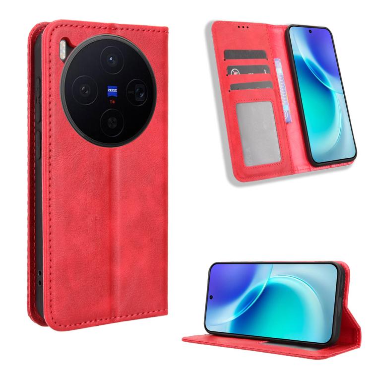 ซองใส่โทรศัพท์หนังพื้นผิวย้อนยุคหัวเข็มขัดแม่เหล็ก, For vivo X300, For vivo V60 Lite 4G / 5G, For vivo Y31 5G 2025, For vivo Y400 4G / 5G / iQOO Z10 Lite 4G, For vivo V60 5G, For vivo X200 FE / S30 Pro mini, For vivo X200s 5G                           ...