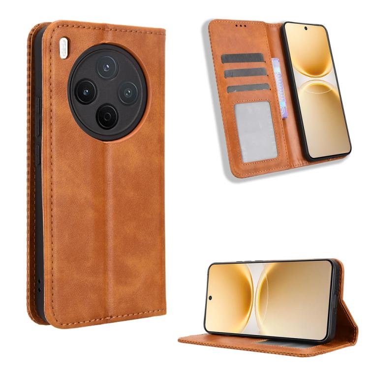 ซองใส่โทรศัพท์หนังพื้นผิวย้อนยุคหัวเข็มขัดแม่เหล็ก, For vivo S50 Pro mini / X300 FE 5G Russia, For vivo Y600 Pro 5G, For vivo T5 Pro 5G / iQOO Z11 5G, For vivo Y21 5G / Y05 4G, For vivo V70 FE 5G, For vivo V70 5G / V70 Elite 5G                         ...