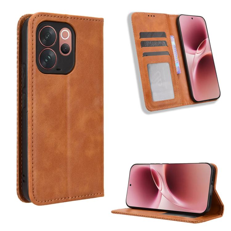 ซองใส่โทรศัพท์หนังพื้นผิวย้อนยุคหัวเข็มขัดแม่เหล็ก, For vivo S50 Pro mini / X300 FE 5G Russia, For vivo Y600 Pro 5G, For vivo T5 Pro 5G / iQOO Z11 5G, For vivo Y21 5G / Y05 4G, For vivo V70 FE 5G, For vivo V70 5G / V70 Elite 5G                         ...