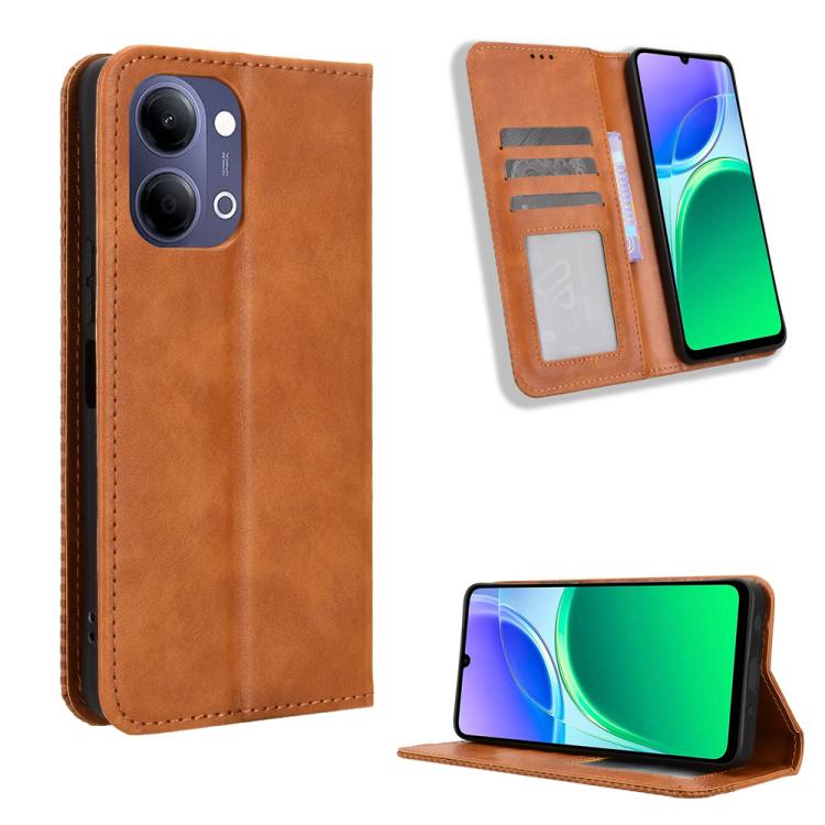 ซองใส่โทรศัพท์หนังพื้นผิวย้อนยุคหัวเข็มขัดแม่เหล็ก, For vivo S50 Pro mini / X300 FE 5G Russia, For vivo Y600 Pro 5G, For vivo T5 Pro 5G / iQOO Z11 5G, For vivo Y21 5G / Y05 4G, For vivo V70 FE 5G, For vivo V70 5G / V70 Elite 5G                         ...