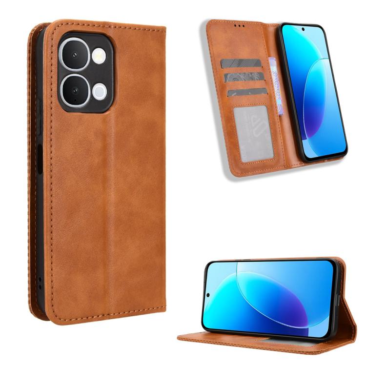 ซองใส่โทรศัพท์หนังพื้นผิวย้อนยุคหัวเข็มขัดแม่เหล็ก, For vivo S50 Pro mini / X300 FE 5G Russia, For vivo Y600 Pro 5G, For vivo T5 Pro 5G / iQOO Z11 5G, For vivo Y21 5G / Y05 4G, For vivo V70 FE 5G, For vivo V70 5G / V70 Elite 5G                         ...