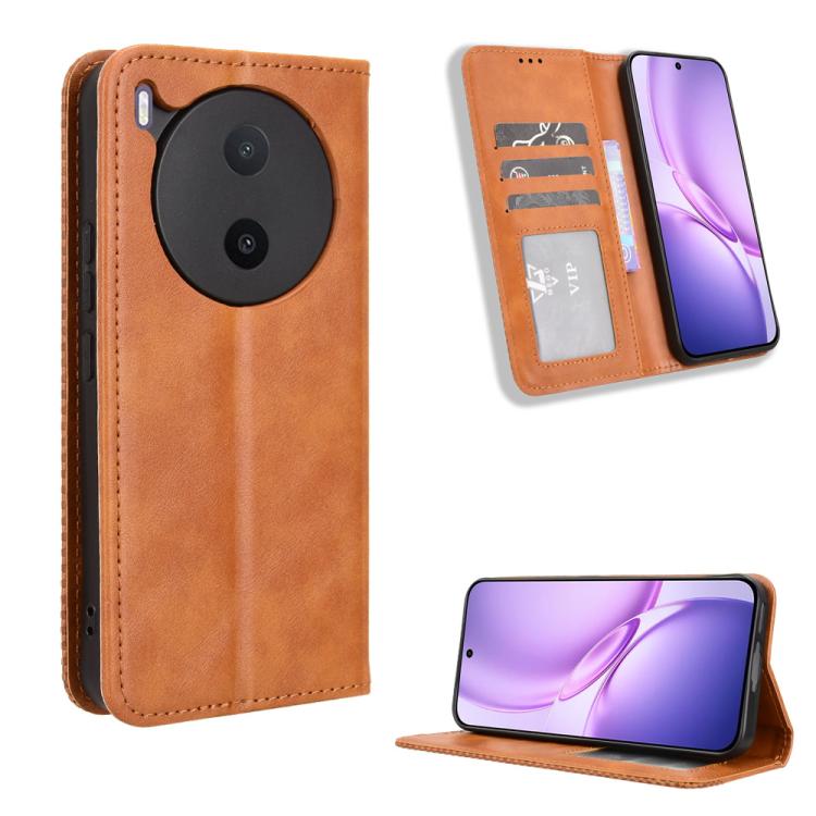 ซองใส่โทรศัพท์หนังพื้นผิวย้อนยุคหัวเข็มขัดแม่เหล็ก, For vivo S50 Pro mini / X300 FE 5G Russia, For vivo Y600 Pro 5G, For vivo T5 Pro 5G / iQOO Z11 5G, For vivo Y21 5G / Y05 4G, For vivo V70 FE 5G, For vivo V70 5G / V70 Elite 5G                         ...