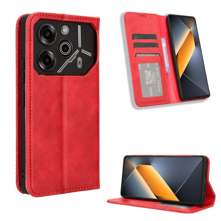 ซองใส่โทรศัพท์หนังพื้นผิวย้อนยุคหัวเข็มขัดแม่เหล็ก, For Tecno Spark Go 1 / Pop 9 / Spark Go 2025, For Tecno Spark 30C 4G, For Tecno Spark 20 Pro 5G, For Tecno Camon 30 Premier 5G, For Tecno Pova 6 Neo 4G, For Tecno Pova 6 4G, For Tecno Camon 30 Pro 5G ...