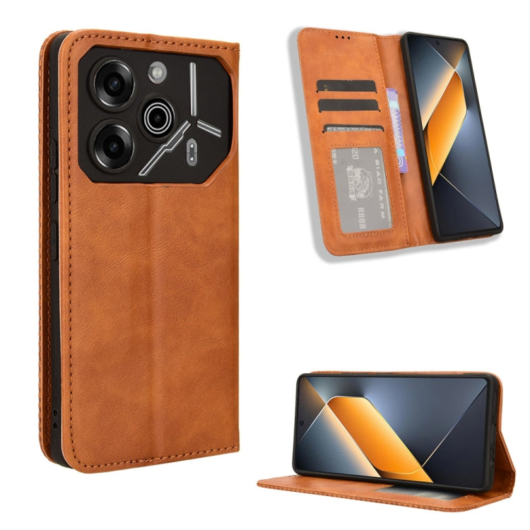 ซองใส่โทรศัพท์หนังพื้นผิวย้อนยุคหัวเข็มขัดแม่เหล็ก, For Tecno Spark Go 1 / Pop 9 / Spark Go 2025, For Tecno Spark 30C 4G, For Tecno Spark 20 Pro 5G, For Tecno Camon 30 Premier 5G, For Tecno Pova 6 Neo 4G, For Tecno Pova 6 4G, For Tecno Camon 30 Pro 5G ...