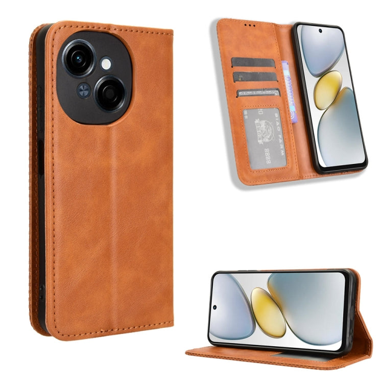 ซองใส่โทรศัพท์หนังพื้นผิวย้อนยุคหัวเข็มขัดแม่เหล็ก, For Tecno Spark Go 1 / Pop 9 / Spark Go 2025, For Tecno Spark 30C 4G, For Tecno Spark 20 Pro 5G, For Tecno Camon 30 Premier 5G, For Tecno Pova 6 Neo 4G, For Tecno Pova 6 4G, For Tecno Camon 30 Pro 5G ...
