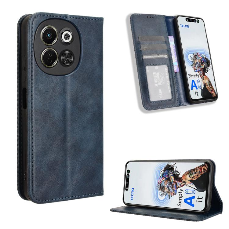 ซองใส่โทรศัพท์หนังพื้นผิวย้อนยุคหัวเข็มขัดแม่เหล็ก, For Tecno Spark 40 4G, For Tecno Pova 7 Ultra 5G, For Tecno Pova 7 4G, For Tecno Spark Go 2 4G, For Tecno Pova Curve 5G, For Tecno Camon 40 Pro 4G / 5G, For Tecno Camon 40 Premier 5G                  ...