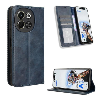 ซองใส่โทรศัพท์หนังพื้นผิวย้อนยุคหัวเข็มขัดแม่เหล็ก, For Tecno Spark 40 4G, For Tecno Pova 7 Ultra 5G, For Tecno Pova 7 4G, For Tecno Spark Go 2 4G, For Tecno Pova Curve 5G, For Tecno Camon 40 Pro 4G / 5G, For Tecno Camon 40 Premier 5G                  ...
