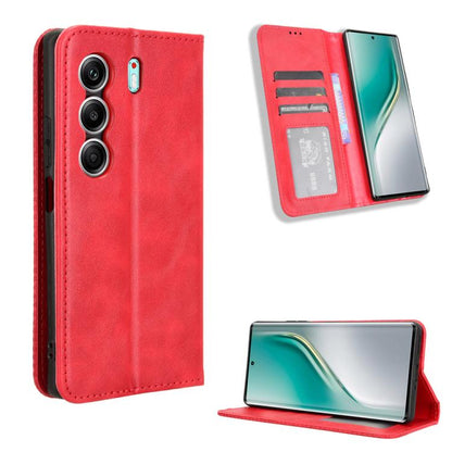 ซองใส่โทรศัพท์หนังพื้นผิวย้อนยุคหัวเข็มขัดแม่เหล็ก, For Tecno Spark 40 4G, For Tecno Pova 7 Ultra 5G, For Tecno Pova 7 4G, For Tecno Spark Go 2 4G, For Tecno Pova Curve 5G, For Tecno Camon 40 Pro 4G / 5G, For Tecno Camon 40 Premier 5G                  ...