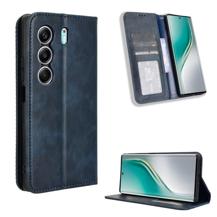ซองใส่โทรศัพท์หนังพื้นผิวย้อนยุคหัวเข็มขัดแม่เหล็ก, For Tecno Spark 40 4G, For Tecno Pova 7 Ultra 5G, For Tecno Pova 7 4G, For Tecno Spark Go 2 4G, For Tecno Pova Curve 5G, For Tecno Camon 40 Pro 4G / 5G, For Tecno Camon 40 Premier 5G                  ...