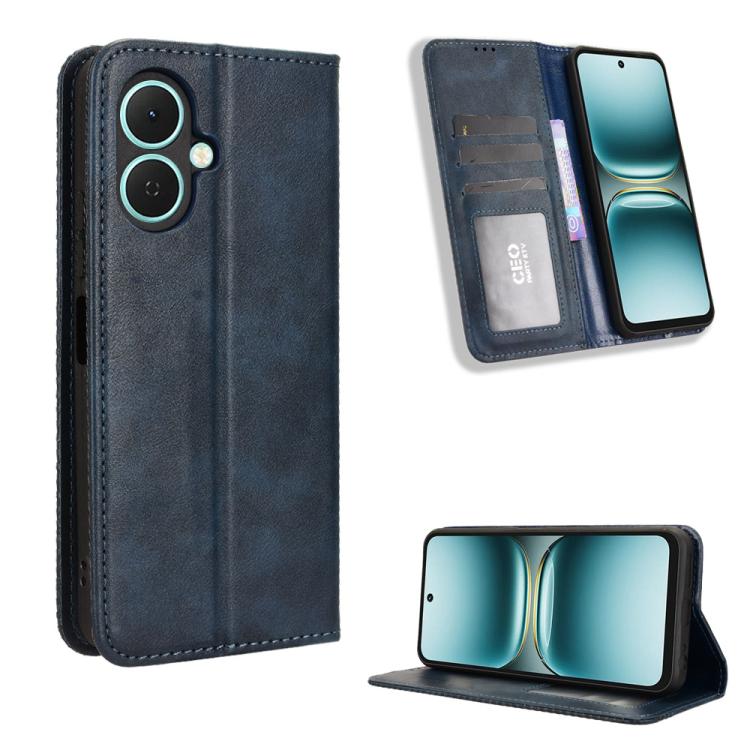 ซองใส่โทรศัพท์หนังพื้นผิวย้อนยุคหัวเข็มขัดแม่เหล็ก, For Tecno Spark 40 4G, For Tecno Pova 7 Ultra 5G, For Tecno Pova 7 4G, For Tecno Spark Go 2 4G, For Tecno Pova Curve 5G, For Tecno Camon 40 Pro 4G / 5G, For Tecno Camon 40 Premier 5G                  ...