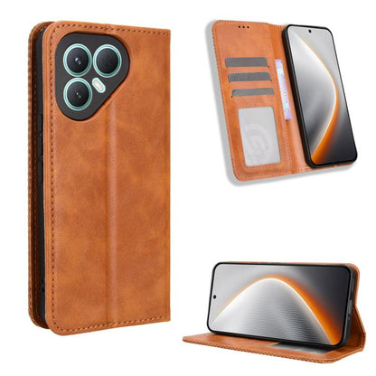 ซองใส่โทรศัพท์หนังพื้นผิวย้อนยุคหัวเข็มขัดแม่เหล็ก, For Tecno Spark 50 5G, For Tecno Pova Curve 2 5G, For Tecno Spark 50 4G, For Tecno Camon 50 Pro 4G, For Tecno Camon 50 4G, For Tenco Spark Go 3, For Tecno Spark Slim, For Tecno Spark 40C              ...