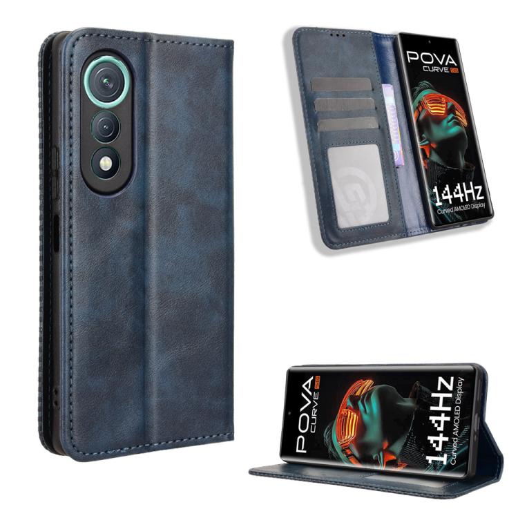 ซองใส่โทรศัพท์หนังพื้นผิวย้อนยุคหัวเข็มขัดแม่เหล็ก, For Tecno Spark 40 4G, For Tecno Pova 7 Ultra 5G, For Tecno Pova 7 4G, For Tecno Spark Go 2 4G, For Tecno Pova Curve 5G, For Tecno Camon 40 Pro 4G / 5G, For Tecno Camon 40 Premier 5G                  ...
