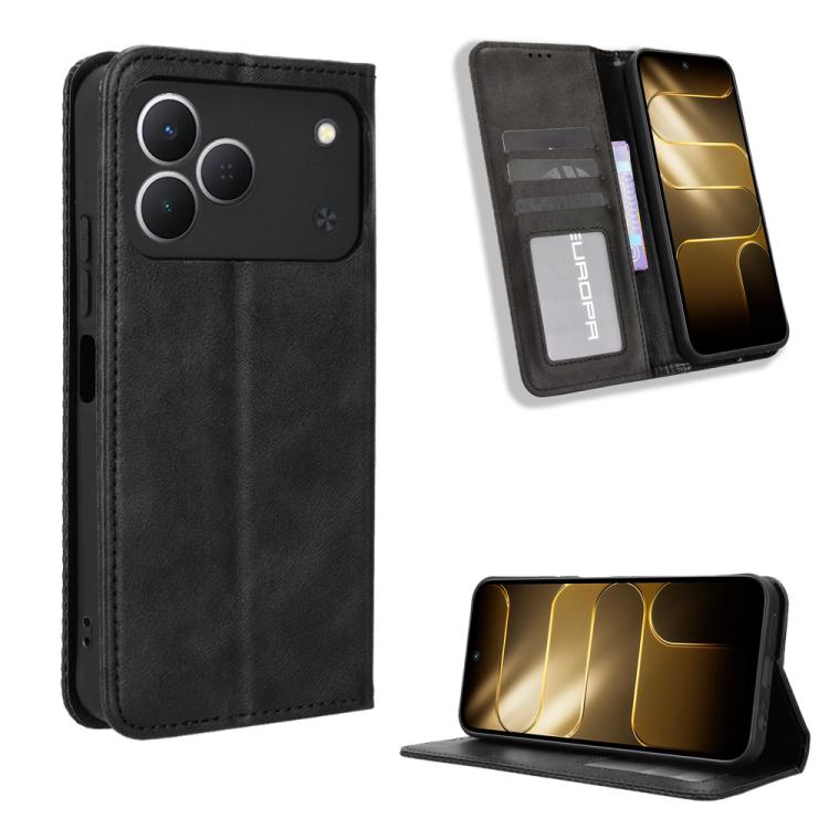 ซองใส่โทรศัพท์หนังพื้นผิวย้อนยุคหัวเข็มขัดแม่เหล็ก, For Tecno Spark 50 5G, For Tecno Pova Curve 2 5G, For Tecno Spark 50 4G, For Tecno Camon 50 Pro 4G, For Tecno Camon 50 4G, For Tenco Spark Go 3, For Tecno Spark Slim, For Tecno Spark 40C              ...