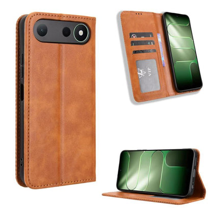 ซองใส่โทรศัพท์หนังพื้นผิวย้อนยุคหัวเข็มขัดแม่เหล็ก, For Tecno Spark 50 5G, For Tecno Pova Curve 2 5G, For Tecno Spark 50 4G, For Tecno Camon 50 Pro 4G, For Tecno Camon 50 4G, For Tenco Spark Go 3, For Tecno Spark Slim, For Tecno Spark 40C              ...