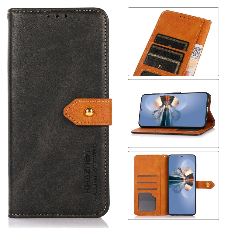 KHAZNEH เคสโทรศัพท์หนังพลิกพื้นผิวหนังวัวสองสี, For Xiaomi Redmi Note 12S 4G, For Xiaomi Redmi 12 4G