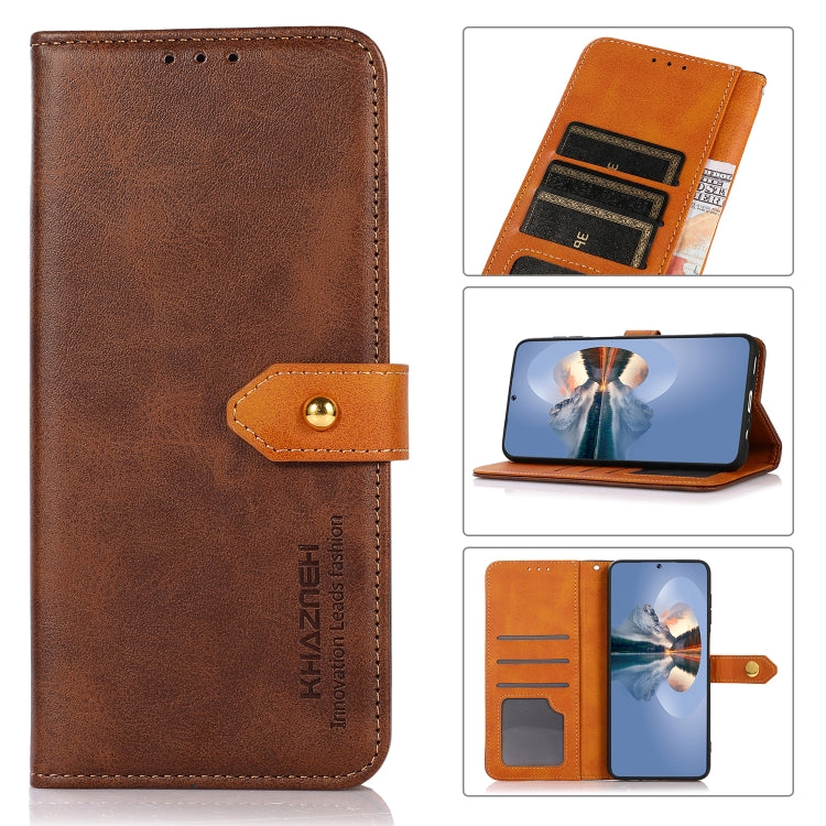 KHAZNEH เคสโทรศัพท์หนังพลิกพื้นผิวหนังวัวสองสี, For Xiaomi Redmi Note 12S 4G, For Xiaomi Redmi 12 4G