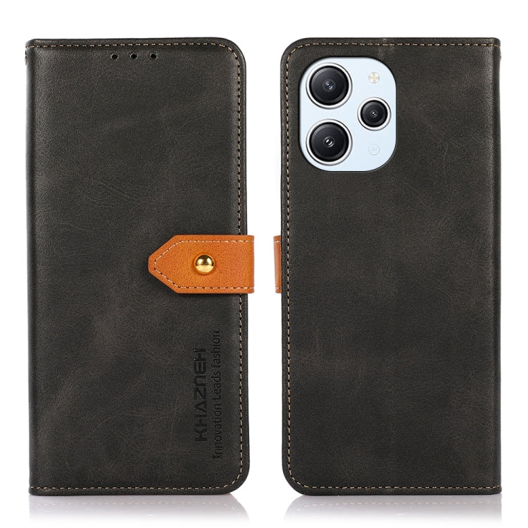 KHAZNEH เคสโทรศัพท์หนังพลิกพื้นผิวหนังวัวสองสี, For Xiaomi Redmi Note 12S 4G, For Xiaomi Redmi 12 4G
