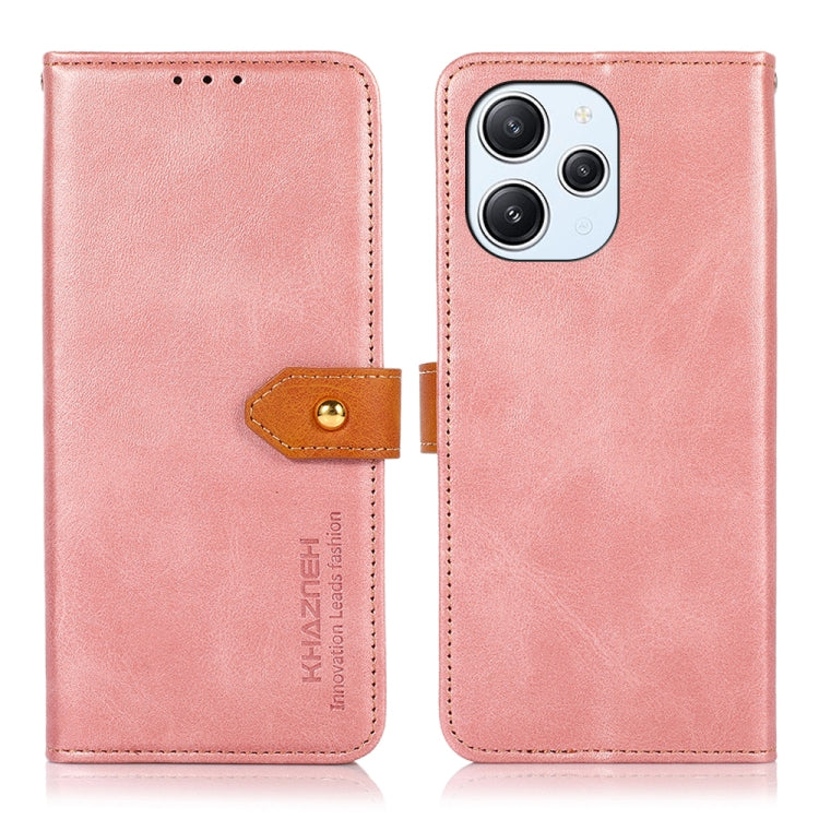 KHAZNEH เคสโทรศัพท์หนังพลิกพื้นผิวหนังวัวสองสี, For Xiaomi Redmi Note 12S 4G, For Xiaomi Redmi 12 4G