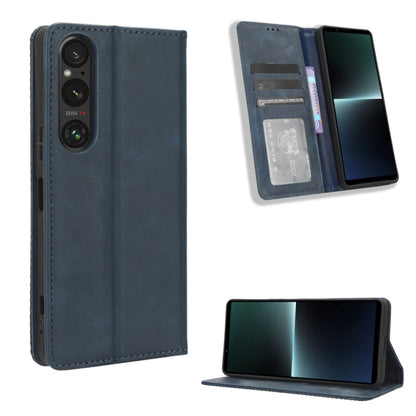 ซองใส่โทรศัพท์หนังพื้นผิวย้อนยุคหัวเข็มขัดแม่เหล็ก, For Sony Xperia 10 VII, For Sony Xperia 1 VII, For Sony Xperia 10 VI 2024, For Sony Xperia 1 VI 2024, For Sony Xperia 5 V 2023, For Sony Xperia 1 V, For Sony Xperia 10 V