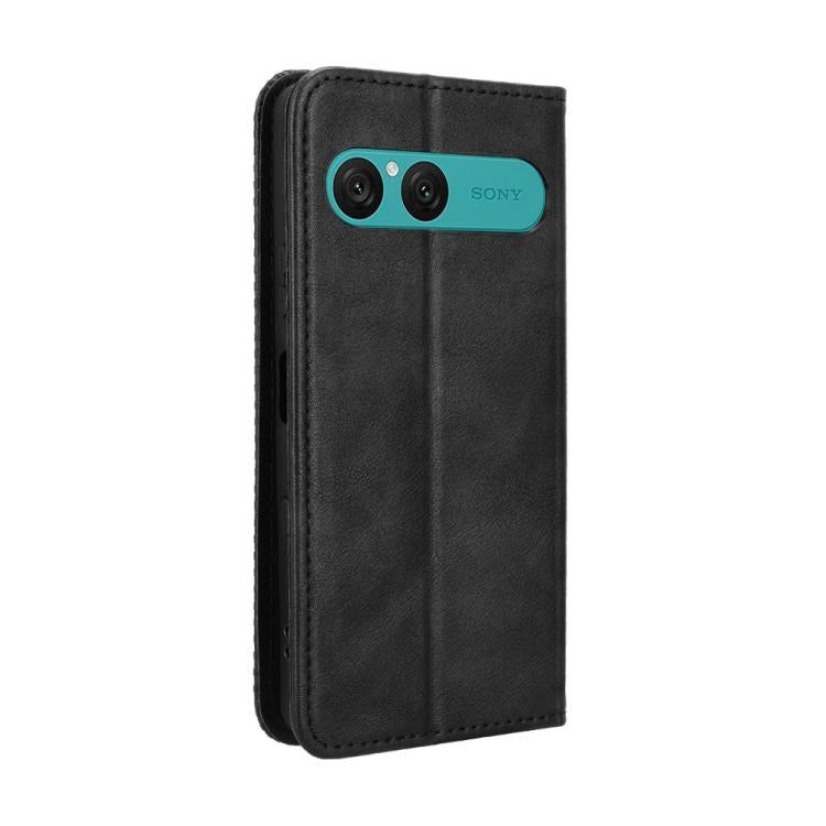 ซองใส่โทรศัพท์หนังพื้นผิวย้อนยุคหัวเข็มขัดแม่เหล็ก, For Sony Xperia 10 VII, For Sony Xperia 1 VII, For Sony Xperia 10 VI 2024, For Sony Xperia 1 VI 2024, For Sony Xperia 5 V 2023, For Sony Xperia 1 V, For Sony Xperia 10 V