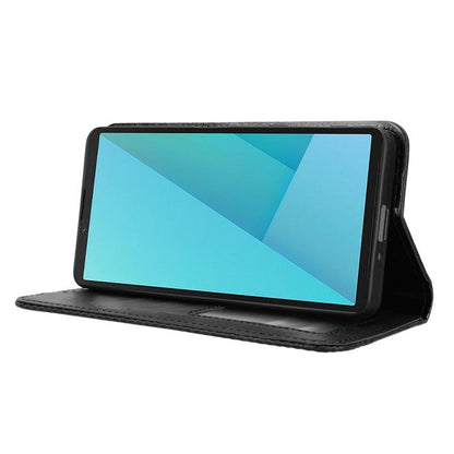 ซองใส่โทรศัพท์หนังพื้นผิวย้อนยุคหัวเข็มขัดแม่เหล็ก, For Sony Xperia 10 VII, For Sony Xperia 1 VII, For Sony Xperia 10 VI 2024, For Sony Xperia 1 VI 2024, For Sony Xperia 5 V 2023, For Sony Xperia 1 V, For Sony Xperia 10 V