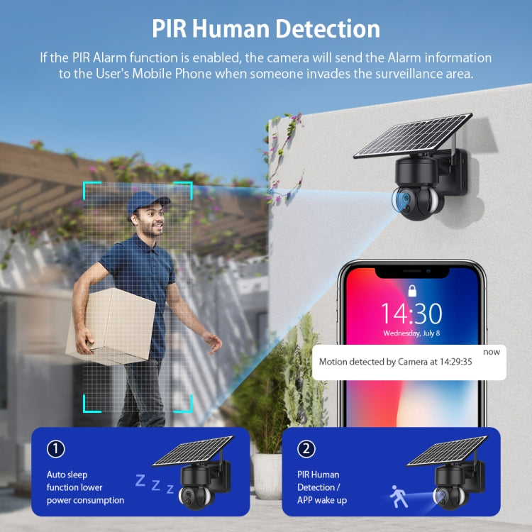 SHIWOJIA IP66 กันน้ำ 4G 3MP Solar Dome IP Camera, Two-way Audio & PIR Motion Detection & Night Vision, EU, AU, US