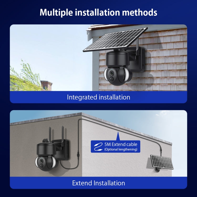 SHIWOJIA IP66 กันน้ำ 4G 3MP Solar Dome IP Camera, Two-way Audio & PIR Motion Detection & Night Vision, EU, AU, US