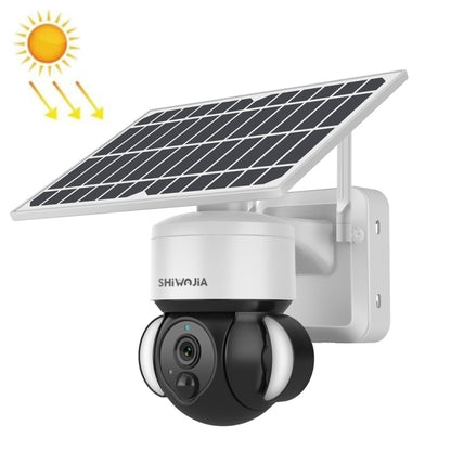 SHIWOJIA IP66 กันน้ำ 4G 3MP Solar Dome IP Camera, Two-way Audio & PIR Motion Detection & Night Vision, EU, AU, US