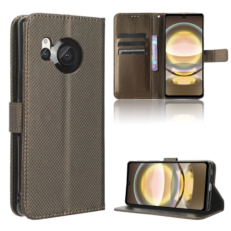 ซองโทรศัพท์หนังเนื้อเพชร, For Sharp Aquos R8 Pro / Leica Leitz Phone 3, For Sharp Aquos R8, For Sharp Mamorino6