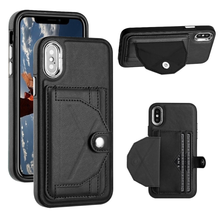 เคสโทรศัพท์หนังกันกระแทกพร้อมที่ใส่บัตร, For iPhone XS Max, For iPhone XR, For iPhone X / XS, For iPhone SE 2022/SE 2020/6/7/8, For iPhone 6 Plus/7 Plus/8 Plus