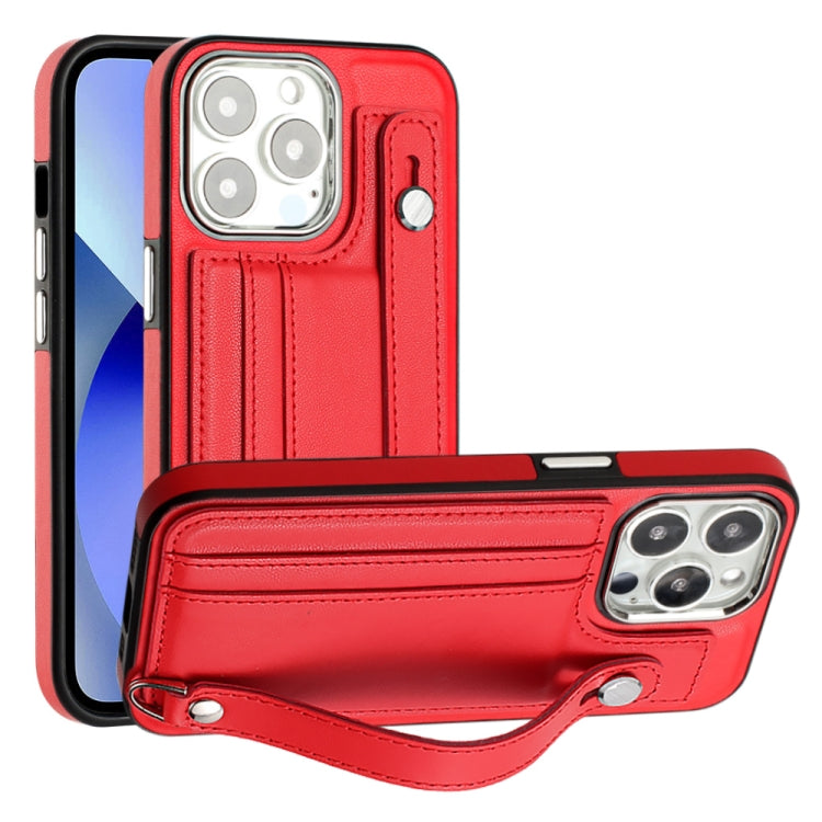 เคสโทรศัพท์หนังกันกระแทกพร้อมสายคล้องข้อมือ, For iPhone 13, For iPhone 13 Pro, For iPhone 13 Pro Max, For iPhone 12 / 12 Pro, For iPhone 12 Pro Max, For iPhone 11, For iPhone 11 Pro, For iPhone 11 Pro Max