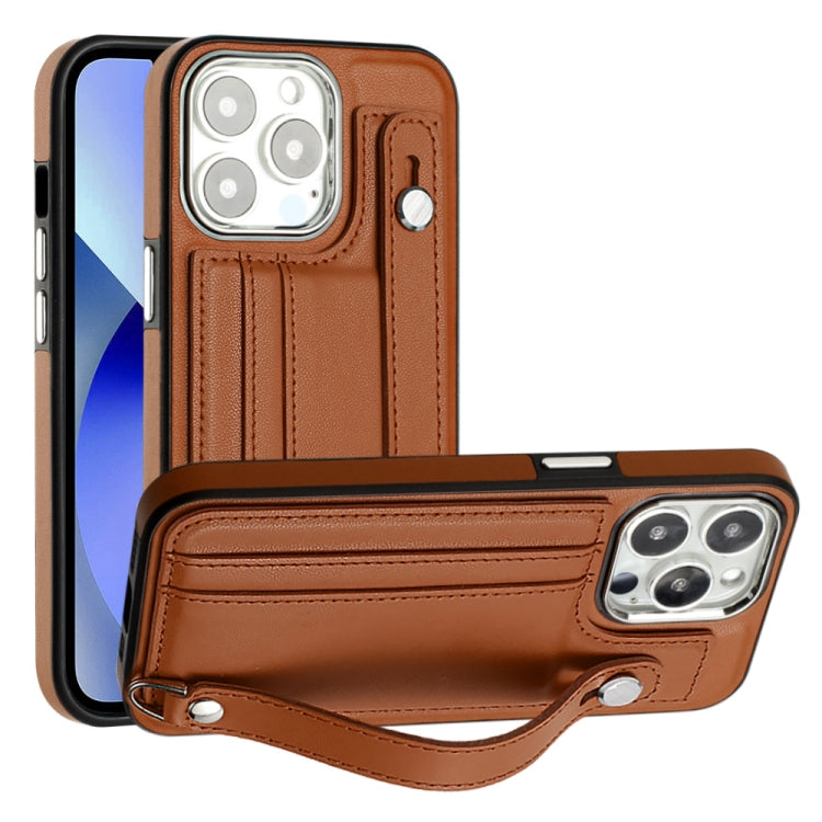 เคสโทรศัพท์หนังกันกระแทกพร้อมสายคล้องข้อมือ, For iPhone 13, For iPhone 13 Pro, For iPhone 13 Pro Max, For iPhone 12 / 12 Pro, For iPhone 12 Pro Max, For iPhone 11, For iPhone 11 Pro, For iPhone 11 Pro Max