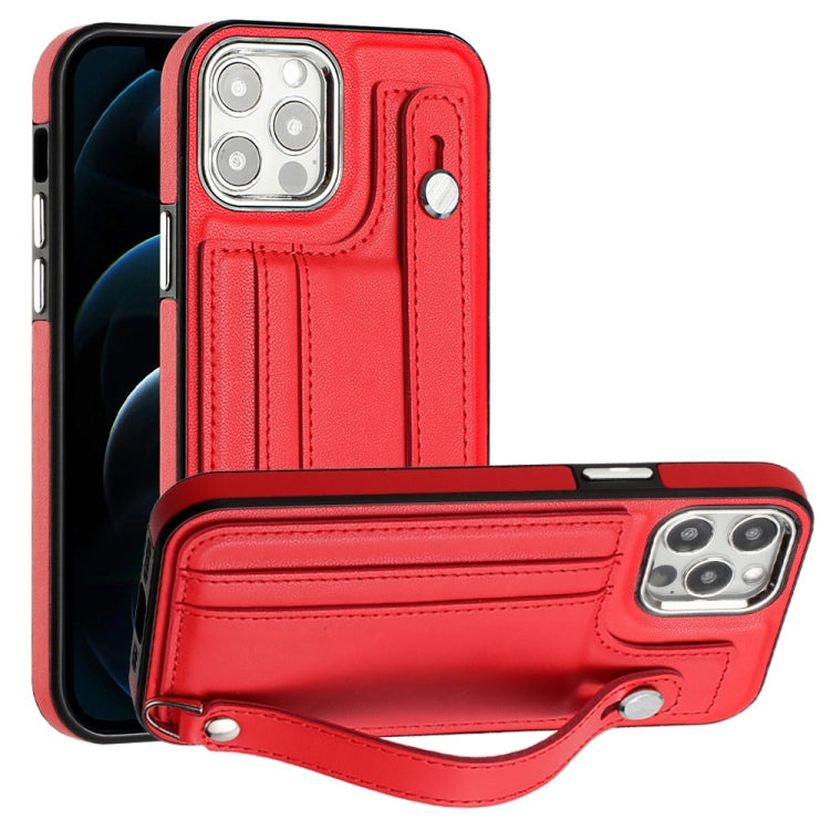 เคสโทรศัพท์หนังกันกระแทกพร้อมสายคล้องข้อมือ, For iPhone 13, For iPhone 13 Pro, For iPhone 13 Pro Max, For iPhone 12 / 12 Pro, For iPhone 12 Pro Max, For iPhone 11, For iPhone 11 Pro, For iPhone 11 Pro Max