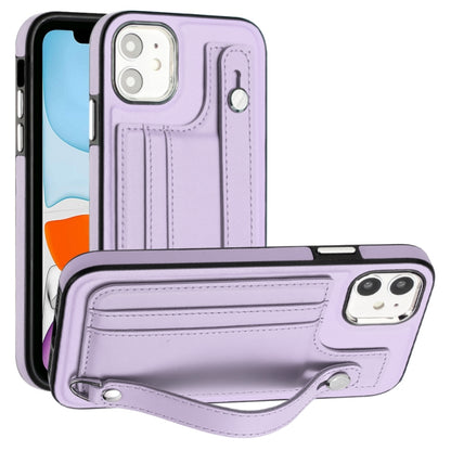 เคสโทรศัพท์หนังกันกระแทกพร้อมสายคล้องข้อมือ, For iPhone 13, For iPhone 13 Pro, For iPhone 13 Pro Max, For iPhone 12 / 12 Pro, For iPhone 12 Pro Max, For iPhone 11, For iPhone 11 Pro, For iPhone 11 Pro Max