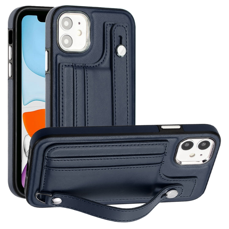 เคสโทรศัพท์หนังกันกระแทกพร้อมสายคล้องข้อมือ, For iPhone 13, For iPhone 13 Pro, For iPhone 13 Pro Max, For iPhone 12 / 12 Pro, For iPhone 12 Pro Max, For iPhone 11, For iPhone 11 Pro, For iPhone 11 Pro Max