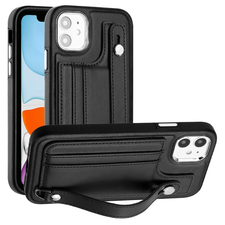 เคสโทรศัพท์หนังกันกระแทกพร้อมสายคล้องข้อมือ, For iPhone 13, For iPhone 13 Pro, For iPhone 13 Pro Max, For iPhone 12 / 12 Pro, For iPhone 12 Pro Max, For iPhone 11, For iPhone 11 Pro, For iPhone 11 Pro Max