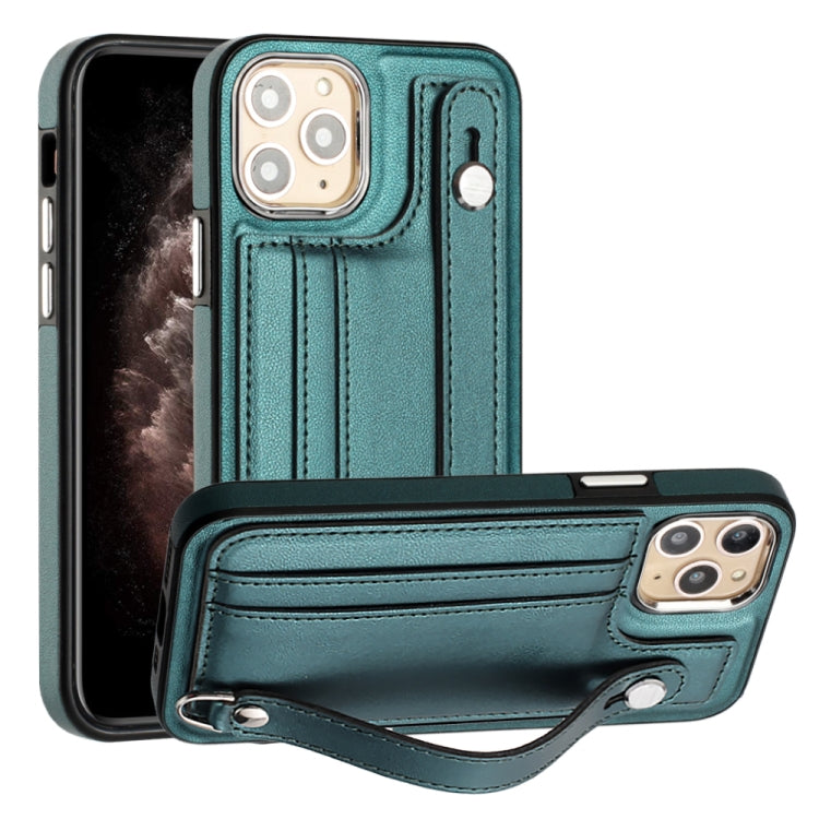 เคสโทรศัพท์หนังกันกระแทกพร้อมสายคล้องข้อมือ, For iPhone 13, For iPhone 13 Pro, For iPhone 13 Pro Max, For iPhone 12 / 12 Pro, For iPhone 12 Pro Max, For iPhone 11, For iPhone 11 Pro, For iPhone 11 Pro Max