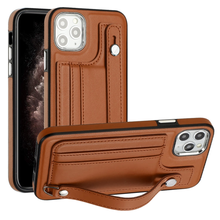 เคสโทรศัพท์หนังกันกระแทกพร้อมสายคล้องข้อมือ, For iPhone 13, For iPhone 13 Pro, For iPhone 13 Pro Max, For iPhone 12 / 12 Pro, For iPhone 12 Pro Max, For iPhone 11, For iPhone 11 Pro, For iPhone 11 Pro Max