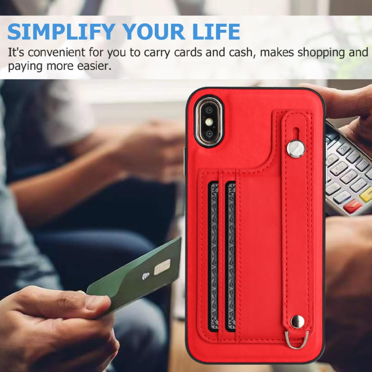 เคสโทรศัพท์หนังกันกระแทกพร้อมสายคล้องข้อมือ, For iPhone XS Max, For iPhone XR, For iPhone X / XS, For iPhone SE 2022/SE 2020/6/7/8, For iPhone 6 Plus/7 Plus/8 Plus