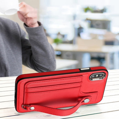 เคสโทรศัพท์หนังกันกระแทกพร้อมสายคล้องข้อมือ, For iPhone XS Max, For iPhone XR, For iPhone X / XS, For iPhone SE 2022/SE 2020/6/7/8, For iPhone 6 Plus/7 Plus/8 Plus
