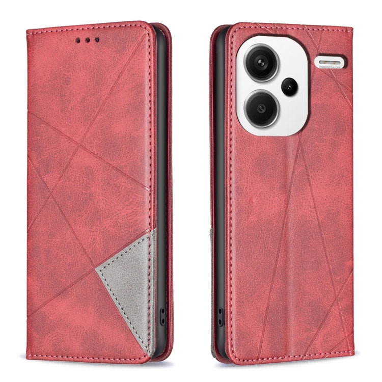 เคสโทรศัพท์หนังแม่เหล็กพื้นผิวรูปสี่เหลี่ยมขนมเปียกปูน, For Xiaomi Redmi Note 13 Pro+ 5G, For Xiaomi Redmi Note 13 Pro 5G, For Xiaomi 13T / 13T Pro / Redmi K60 Ultra, For Xiaomi Redmi K70 / K70 Pro, For Xiaomi Redmi 12 4G                               ...