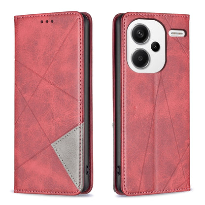 เคสโทรศัพท์หนังแม่เหล็กพื้นผิวรูปสี่เหลี่ยมขนมเปียกปูน, For Xiaomi Redmi Note 13 Pro+ 5G, For Xiaomi Redmi Note 13 Pro 5G, For Xiaomi 13T / 13T Pro / Redmi K60 Ultra, For Xiaomi Redmi K70 / K70 Pro, For Xiaomi Redmi 12 4G                               ...