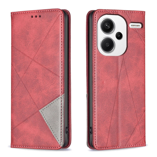 เคสโทรศัพท์หนังแม่เหล็กพื้นผิวรูปสี่เหลี่ยมขนมเปียกปูน, For Xiaomi Redmi Note 13 Pro+ 5G, For Xiaomi Redmi Note 13 Pro 5G, For Xiaomi 13T / 13T Pro / Redmi K60 Ultra, For Xiaomi Redmi K70 / K70 Pro, For Xiaomi Redmi 12 4G                               ...