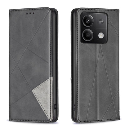 เคสโทรศัพท์หนังแม่เหล็กพื้นผิวรูปสี่เหลี่ยมขนมเปียกปูน, For Xiaomi Poco M6 4G / Redmi 13 4G, For Xiaomi Redmi Note 13 Pro 4G Global, For Xiaomi Poco M6 Pro 4G, For Xiaomi Redmi A3, For Xiaomi Redmi Note 13 4G Global, For Xiaomi Redmi K70E              ...