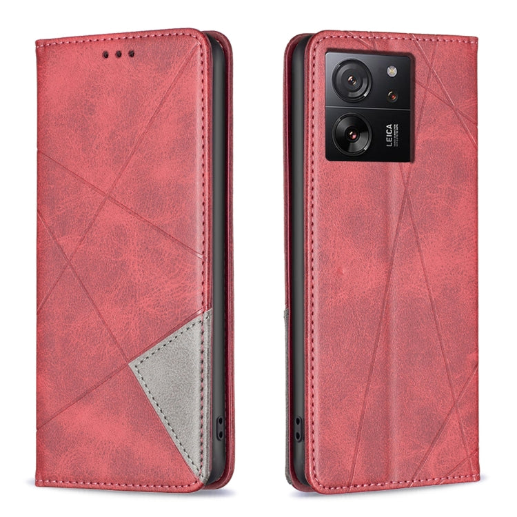เคสโทรศัพท์หนังแม่เหล็กพื้นผิวรูปสี่เหลี่ยมขนมเปียกปูน, For Xiaomi Redmi Note 13 Pro+ 5G, For Xiaomi Redmi Note 13 Pro 5G, For Xiaomi 13T / 13T Pro / Redmi K60 Ultra, For Xiaomi Redmi K70 / K70 Pro, For Xiaomi Redmi 12 4G                               ...