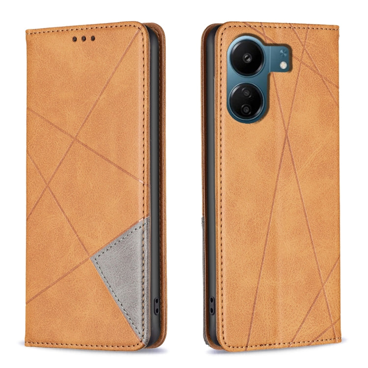 เคสโทรศัพท์หนังแม่เหล็กพื้นผิวรูปสี่เหลี่ยมขนมเปียกปูน, For Xiaomi Poco M6 4G / Redmi 13 4G, For Xiaomi Redmi Note 13 Pro 4G Global, For Xiaomi Poco M6 Pro 4G, For Xiaomi Redmi A3, For Xiaomi Redmi Note 13 4G Global, For Xiaomi Redmi K70E              ...