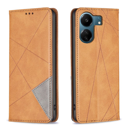 เคสโทรศัพท์หนังแม่เหล็กพื้นผิวรูปสี่เหลี่ยมขนมเปียกปูน, For Xiaomi Poco M6 4G / Redmi 13 4G, For Xiaomi Redmi Note 13 Pro 4G Global, For Xiaomi Poco M6 Pro 4G, For Xiaomi Redmi A3, For Xiaomi Redmi Note 13 4G Global, For Xiaomi Redmi K70E              ...