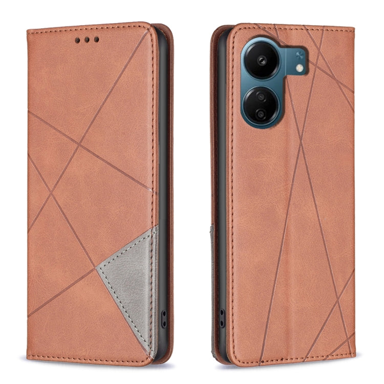 เคสโทรศัพท์หนังแม่เหล็กพื้นผิวรูปสี่เหลี่ยมขนมเปียกปูน, For Xiaomi Poco M6 4G / Redmi 13 4G, For Xiaomi Redmi Note 13 Pro 4G Global, For Xiaomi Poco M6 Pro 4G, For Xiaomi Redmi A3, For Xiaomi Redmi Note 13 4G Global, For Xiaomi Redmi K70E              ...