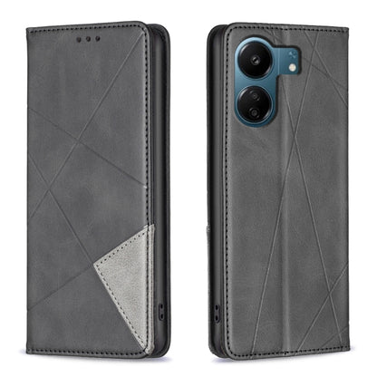 เคสโทรศัพท์หนังแม่เหล็กพื้นผิวรูปสี่เหลี่ยมขนมเปียกปูน, For Xiaomi Poco M6 4G / Redmi 13 4G, For Xiaomi Redmi Note 13 Pro 4G Global, For Xiaomi Poco M6 Pro 4G, For Xiaomi Redmi A3, For Xiaomi Redmi Note 13 4G Global, For Xiaomi Redmi K70E              ...