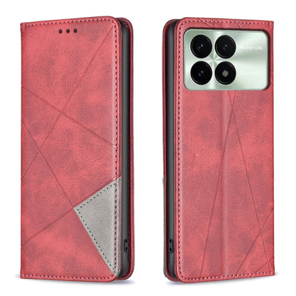 เคสโทรศัพท์หนังแม่เหล็กพื้นผิวรูปสี่เหลี่ยมขนมเปียกปูน, For Xiaomi Poco M6 4G / Redmi 13 4G, For Xiaomi Redmi Note 13 Pro 4G Global, For Xiaomi Poco M6 Pro 4G, For Xiaomi Redmi A3, For Xiaomi Redmi Note 13 4G Global, For Xiaomi Redmi K70E              ...